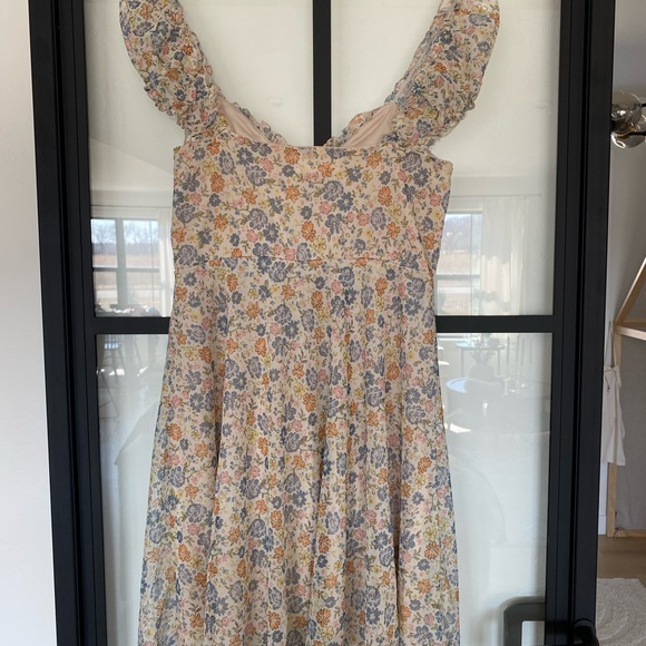 Altar'd State Floral Mesh Short Dress Ruffle Tie Sleeveless Sweetheart XS - Picture 7 of 8